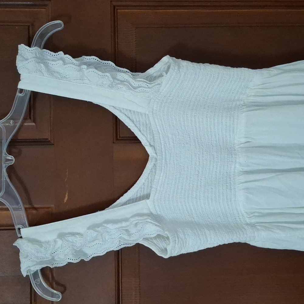 Old Navy White Eyelet Sleeveless Midi Dress Size Sm. Cotton Blend Spring Summer - Picture 6 of 6